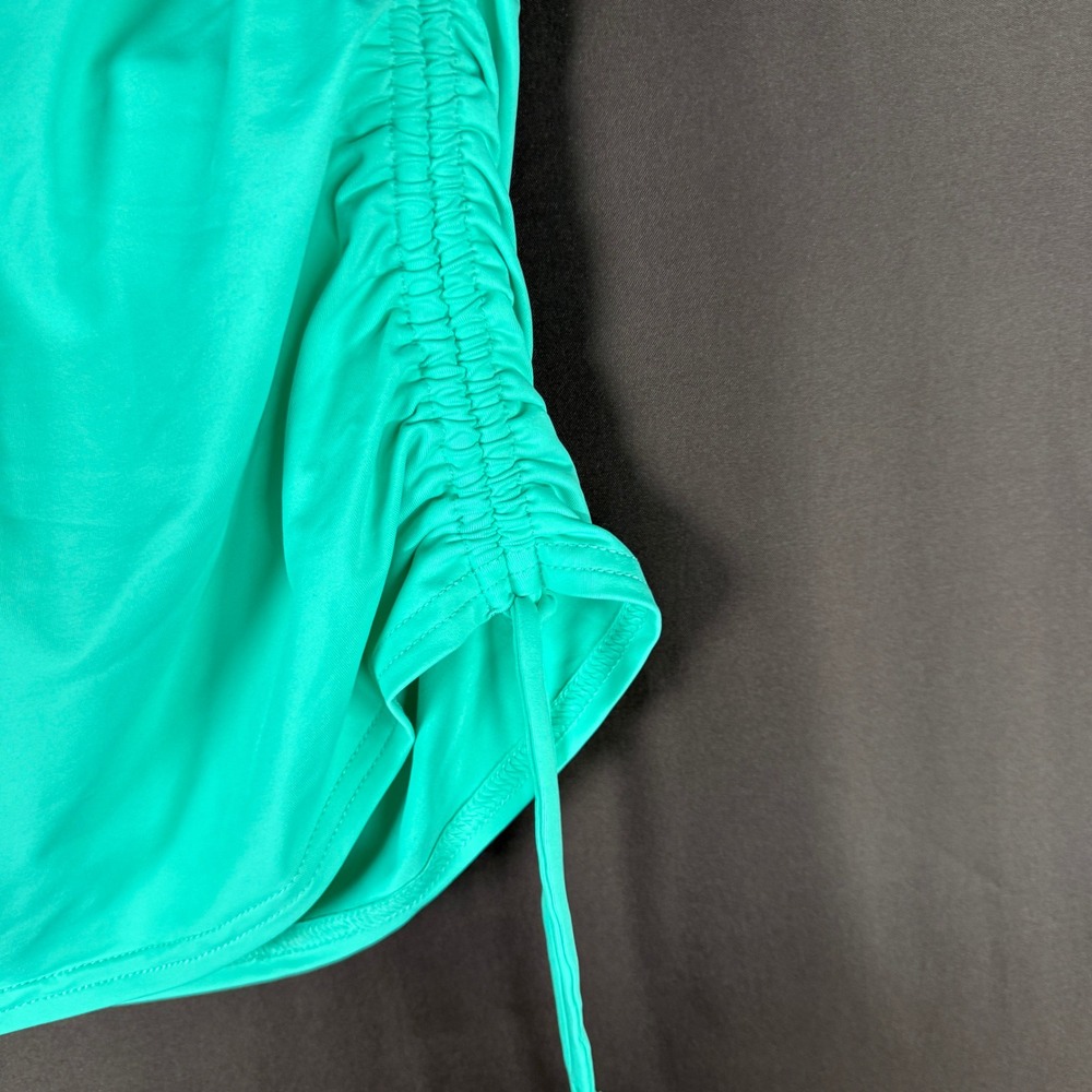 Lands' End Women's 2 Tummy Control UPF 50 Ruched-Side Swim Skirt Island Aqua‎ View 3